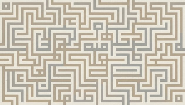 Repeating kufic style geometric maze pattern in neutral tones