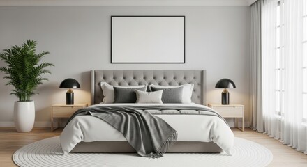 Modern Minimalist Bedroom with Neutral Tones and Elegant Decor for a Calm Retreat