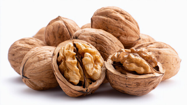 walnuts isolated on white background with clipping path 