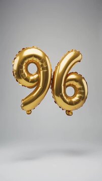 Gold balloon number 96 for birthday or anniversary party