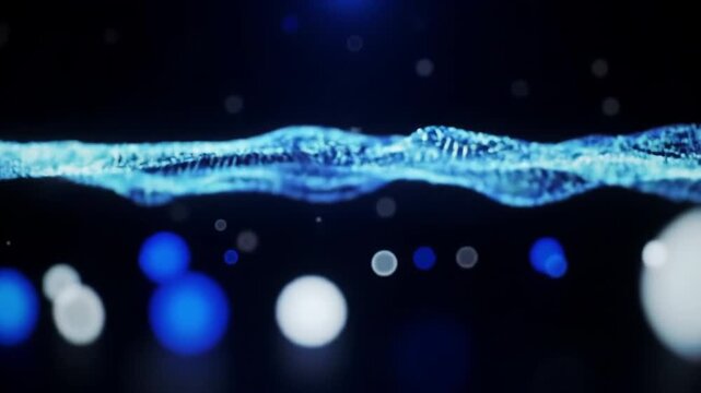 Abstract Blue Digital Wave Particle Background Motion