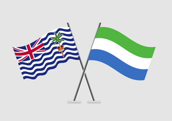 British Indian Ocean Territory and Sierra Leone vector flags icon for global cooperation