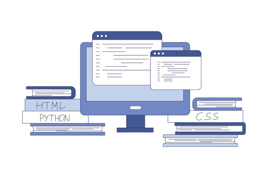 Programming Window Script and Code as Web and Application Development Vector Illustration
