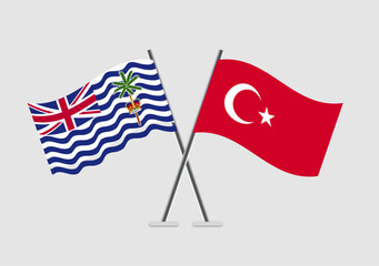 British Indian Ocean Territory and Turkey vector flags drawn in clear vector pose