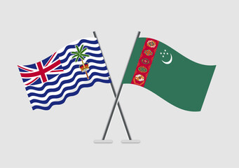British Indian Ocean Territory and Turkmenistan vector flags in minimalist national theme