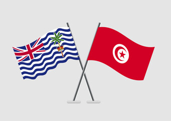 British Indian Ocean Territory and Tunisia vector flags simple and professional illustration