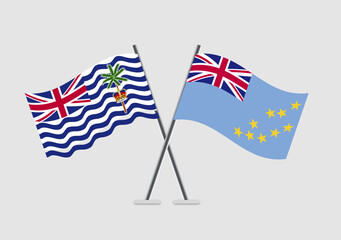 British Indian Ocean Territory and Tuvalu vector flags artwork with calm symbolism