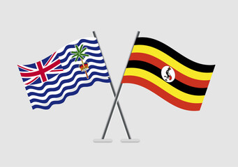 British Indian Ocean Territory and Uganda vector flags ideal for global relations visuals