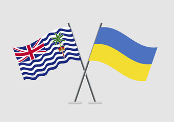 British Indian Ocean Territory and Ukraine vector flags illustration representing alliance