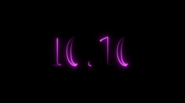 Dual-tone red and blue neon typography displaying “10.10” on a black background.