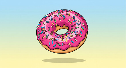 Pink Iced Donut with Sprinkles