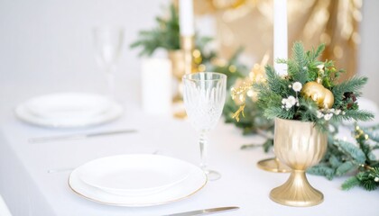 Fototapeta premium New Year's family dinner table arrangement 
