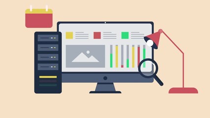 2D animation concept clip of business data intelligence software, cloud analytics, and dashboard interface (4K) - Powered by Adobe