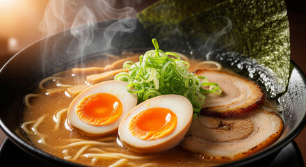 Hot Ramen Bowl with Egg and Pork
