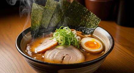 Hot Ramen Bowl with Egg and Pork