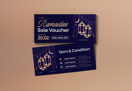 Purple Minimalist Ramadan Sale Voucher