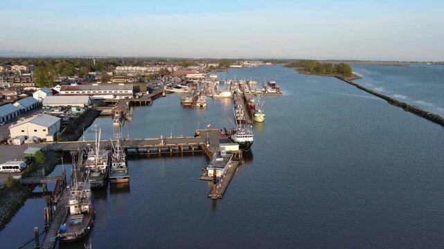 Marina aerial views of baots belwo and breakwater island