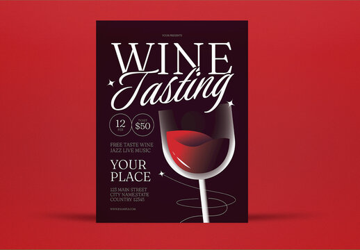 Red Minimal Gradient Wine Tasting Flyer Layout