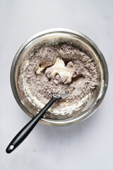 The process of making chocolate chip cookie dough