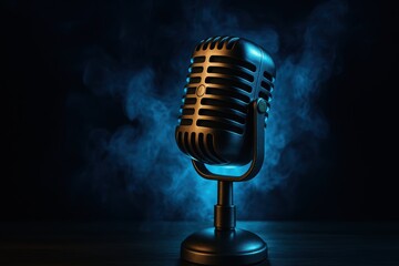 Live music performance setup studio space audio equipment dark atmosphere close-up view sound artistry