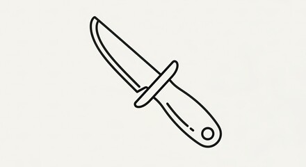 Simple Hand-Drawn Outline of a Sharp Knife on a Light Background.