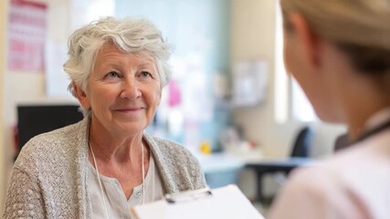 Caring Consultation: A seasoned patient engages in a discussion with a health professional, creating a moment of connection that fosters trust and empathy. - Powered by Adobe