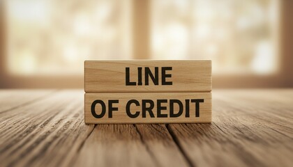 Line of Credit text on stacked wooden blocks, representing financial banking concept