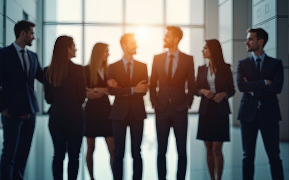 Corporate business people standing together. High quality