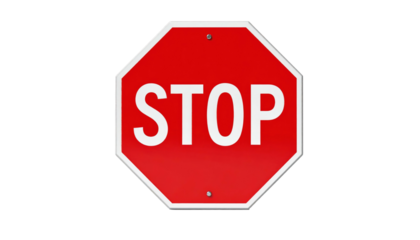 A bright red octagonal stop sign with the word "STOP" in bold white letters centered on a black background