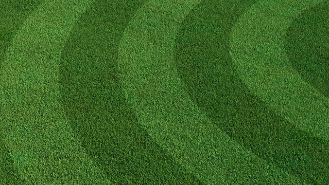 Green grass texture background. A perfectly manicured Sports field / Pitch / Garden Lawn wallpaper with circular stripes.
