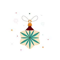 Christmas tree ornament. White Christmas tree ornament with green trim on a white background. A decorative, bright, hanging, festive element for holiday decorations, cards, and flat-style designs.