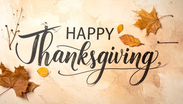 Warm Thanksgiving Greetings with Autumn Leaves and Elegant Typography.