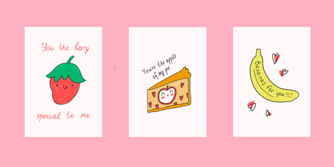 A set of Valentine's Day postcards. Modern doodle-style design Templates for celebrations, advertising, branding, banners, covers, labels, posters, sales