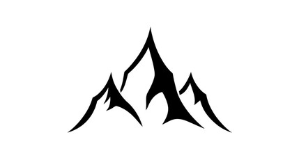 Minimalist mountain silhouette, black and white, simple line art, evokes adventure and tranquility, perfect for logo, outdoor branding, or nature themed design projects