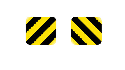Yellow and black diagonal stripe warning sign, rounded square shape, isolated on transparent background, industrial safety symbol, caution hazard alert, bold color, modern design