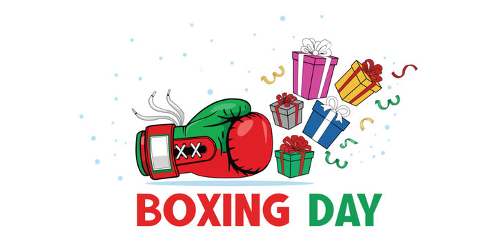 Boxing Day Celebration Vector with Glove and Gift Boxes