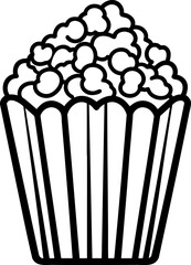 Popcorn Box Vector Icon Isolated on White Background – Movie Snack Symbol, Cinema Treat Illustration, Entertainment and Fun Food Line Design