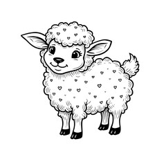 vector illustration of a sheep coloring page 