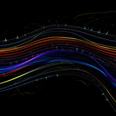 Abstract Colorful Light Streaks Against Black Background for Creative Design