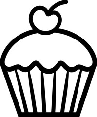Cupcake Vector Icon Isolated on White Background – Sweet Dessert Symbol, Bakery Pastry Design for Celebration, Dessert Menu and Cooking Illustration