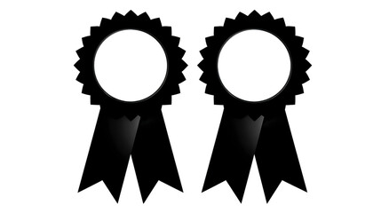 Black award ribbon blank badge vector illustration isolated on transparent background simple design achievement recognition honor flat style minimal elegant