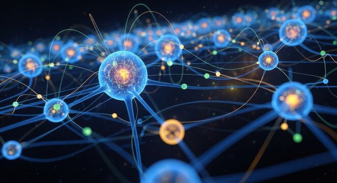 Digital visualization of interconnected neurons and neural network pathways illustrating complex