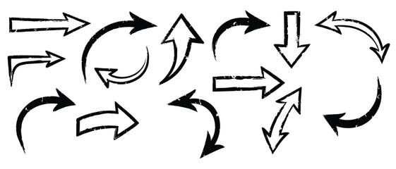 Collection of hand drawn arrows pointing in different directions