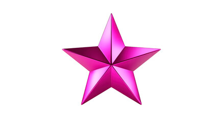 Shiny pink star with metallic texture, five pointed shape, isolated on transparent background, modern decorative element, vibrant and eye catching, suitable for celebration or award design