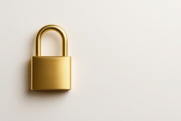 Minimalistic golden padlock on a soft background - symbol of security, privacy, and protection with elegant simplicity