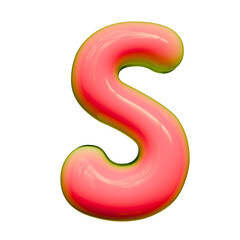 Alphabet, number and symbol 3d render word Neon Pink Glossy Bubble Form