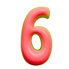 Alphabet, number and symbol 3d render word Neon Pink Glossy Bubble Form
