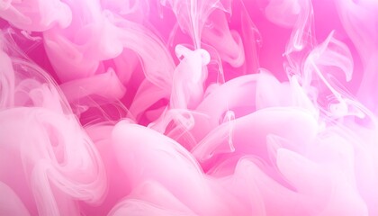 Abstract Pink Ink Cloud - Serene and Dreamy Underwater Swirls.