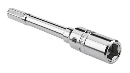 Hex shank magnetic nut driver socket adapter for power drill, isolated on transparent background