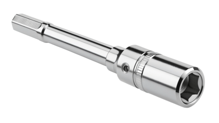 Hex shank magnetic nut driver socket adapter for power drill, isolated on transparent background